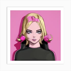 Anime Girl With Pink Hair 1 Art Print