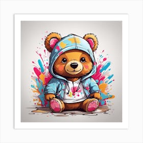 Teddy Bear With Paint Art Print