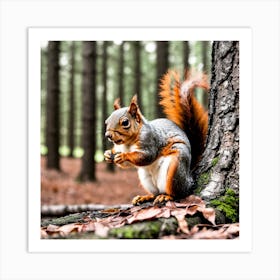 Squirrel In Forest (13) Art Print