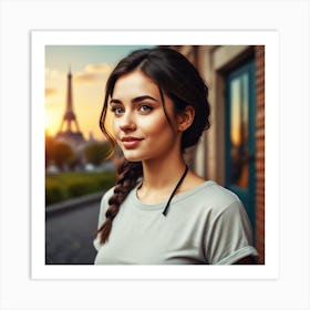 Beautiful Young Woman In Paris Art Print