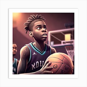 Basketball Player Holding A Basketball 3 Art Print