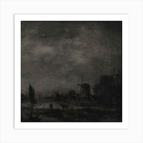 Landscape With Windmills Art Print