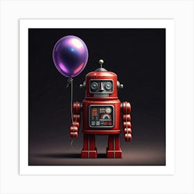 Robot With A Balloon Art Print