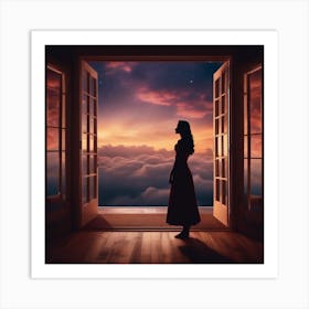 Woman Standing In Front Of Clouds Art Print