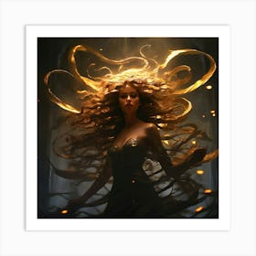 The Epitome Of Duality Medusa Dances In A Ethereal Realm Where Beauty And Horror Coexist Art Print