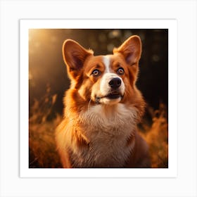 Corgi Dog Portrait Art Print