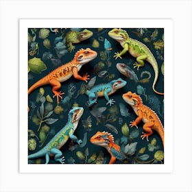 Lizards pattern 1 Art Print