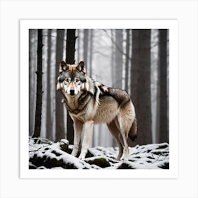 Wolf In The Woods 14 Art Print