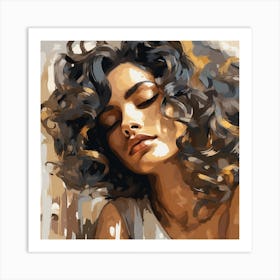 Woman With Curly Hair 5 Art Print