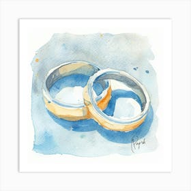 Watercolor Wedding Rings Close Up 1 Art Print