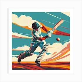 Cricket Player In Action 1 Art Print