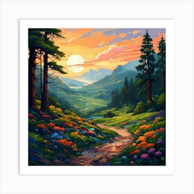 Sunset In The Mountains 6 Art Print