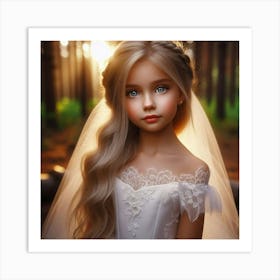 Little Girl In A Wedding Dress Art Print