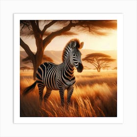 Zebra At Sunset Art Print