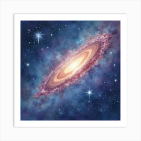 Watercolor Galaxy With Ethereal Star Formations 1 Art Print