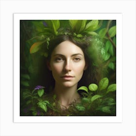 Woman In The Forest Art Print