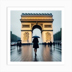 Femme Marchant Dans Paris Un Jour De Pluie 10 Art Print