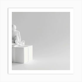 Gift Box With A Person Inside Art Print