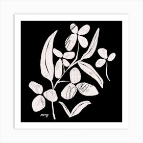 Abstract Floral Black Square Art Print