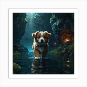 Puppy In A Cave 1 Art Print