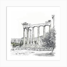 A Temple Of Olympian Zeus In Athens Hand Drawn S 1720009068 3 Art Print