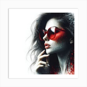 Woman Red Fantasy Pixel Art Art Print