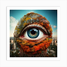 Firefly Surreal Building Sized Eye With Seasonal Layers 67392 Art Print