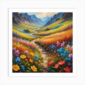 Valley Of Flowers Paintings Art Print 1 Art Print