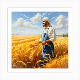 Farmer In A Wheat Field Art Print