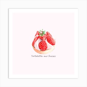 Strawberry Tart Square Art Print