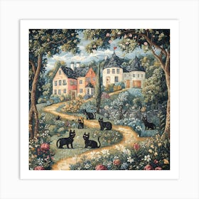 Cats In The Countryside Tapestry 4 Art Print