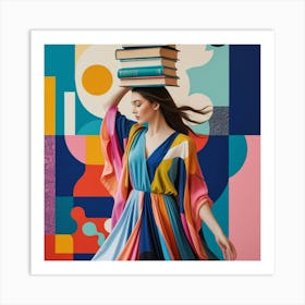 Flowing Colors and Books in Balance Art Print