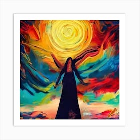 Craiyon 135729 Paint Abstract Brush Van Gogh Style Abstract Surrealism Sun Sky Clouds Ascension Diam Art Print