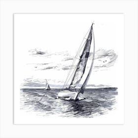 Sailboat Sailing In The Ocean Art Print