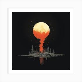 Moon Rises Over The Forest Poster