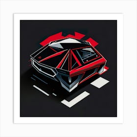 Car Red Artwork Of Graphic Design Flat (301) Art Print
