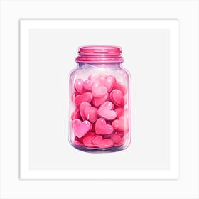 Pink Hearts In A Jar 21 Art Print