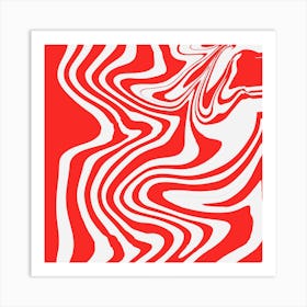 Red And White Swirls Background Playful Art Print