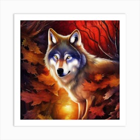 Autumn Wolf 1 Art Print