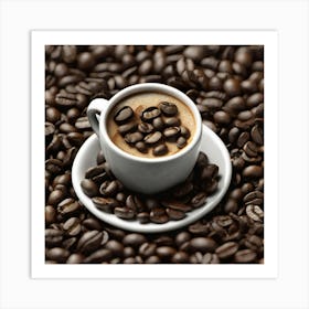 Coffee Cup On Coffee Beans 11 Art Print