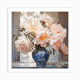 Peonies In A Vase Art Print