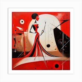 Woman In Red Dress Art Print