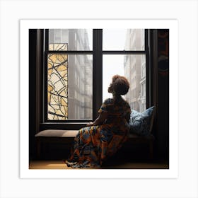 Woman Looking Out A Window 5 Art Print