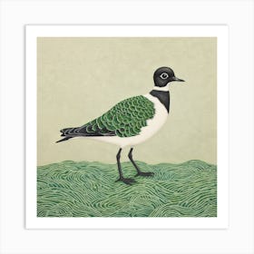 Ohara Koson Inspired Bird Painting Lapwing 1 Square Art Print