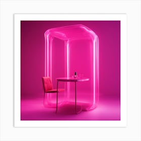 Furniture Design, Tall Table, Inflatable, Fluorescent Viva Magenta Inside, Transparent, Concept Prod (2) Art Print