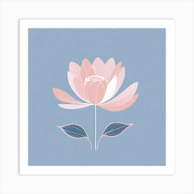 A White And Pink Flower In Minimalist Style Square Composition 323 Art Print