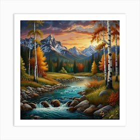 All Season Birch River Whimsical Nature Scene Canvas 0 Art Print