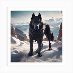 A Beautiful Big Dog Real And Surreal Art Print