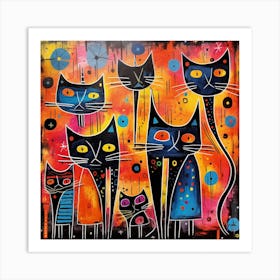 Maraclemente Vibrant Colorful Cats Seamless Joan Miro Style Str 3cc92787 4164 4353 96f6 126839358f9d Art Print