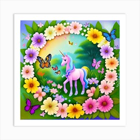 Unicorn In The Garden Art Print